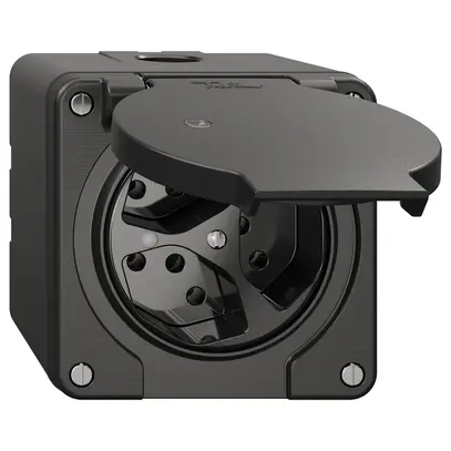 Prise NAP NEVO, 3×T13, IP21, a.LED, noir 