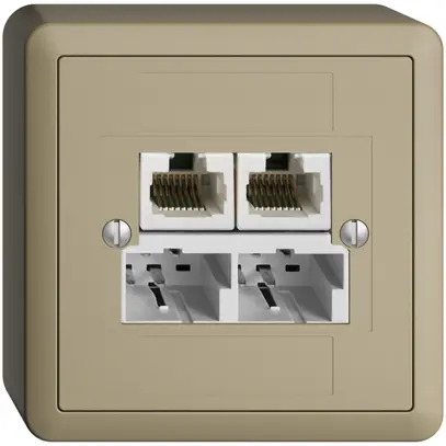 Presa AP SOHO 2×TT/2×RJ45/u sep.ITplus EDIZIOdue sand 