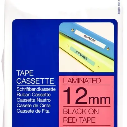 Cassette ruban Brother TZe 12mm×8m, rouge/noir 