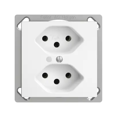 Presa INS EDIZIOdue 2×T13 bianco, con LED verde 