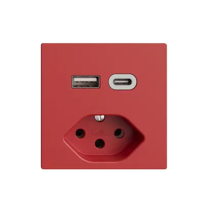 Presa USB tipo A+C + tipo 13 Feller EDIZIOdue F 230V 3000mA berry 