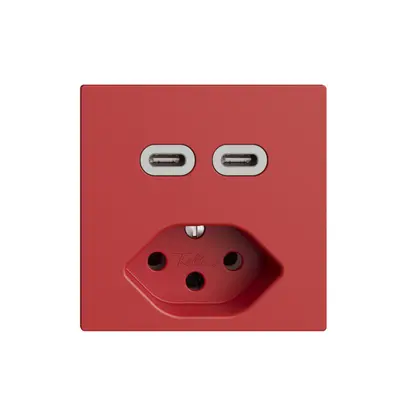 Presa USB 2×tipo C + tipo 13 Feller EDIZIOdue F 230V 3000mA berry 