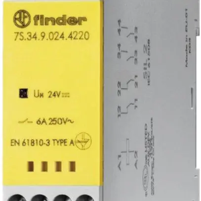 Relè di commutazione AMD Finder 7S.34, 2Ch+2R 6A/230VAC AgSnO2, SIL 2 