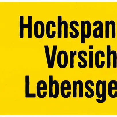 Plaque avertiss.(Hochspannung) 105×51mm mat. synth. jaune/noir 
