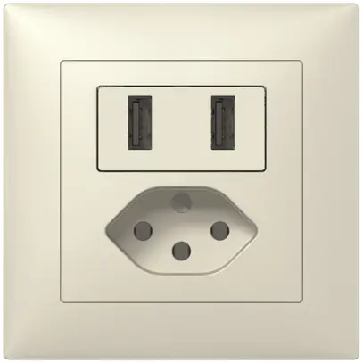 Prise de charge USB+T13 ENC SIDUS B 240V max.2400mA blanc 