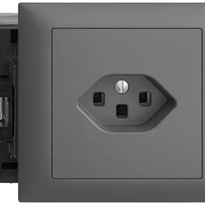 Presa INS EDIZIOdue T23 16A 53mm Snap grigio scuro, con mors.innest. 