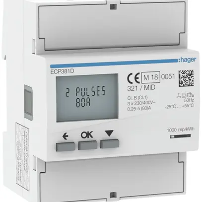 REG-Energiezähler HA ECP381D 3P direkt 80A Impuls S0 MID Import+Export 2T 