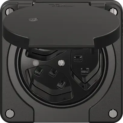 Presa NEVO N.CO, 3×T23, IP21, c.LED, nero 