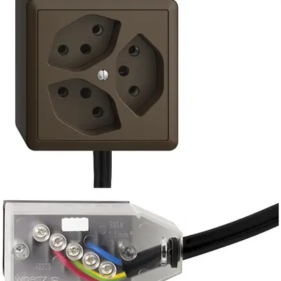 Prise AP EDIZIOdue 3×T13 L2 Snap coffee pour câble Technofil 