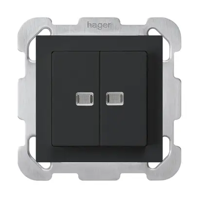 Pulsante luminoso INC kallysto 2×AR/1P con 2 lenti nero con piastra di fissaggio 