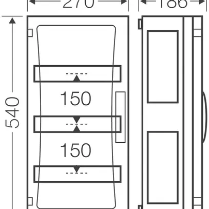 Tableau d.distribution AP Hensel FP 1349 sans PE/N borne 3 rangées 270×540×186mm 