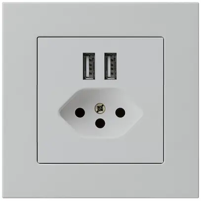 Prise ENC 2×USB & T13 kallysto.pro 2400mA gris clair 