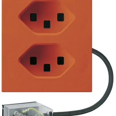 Presa INS 2×tipo 23 Hager FLF per cavo piatto Technofil L1 arancione 