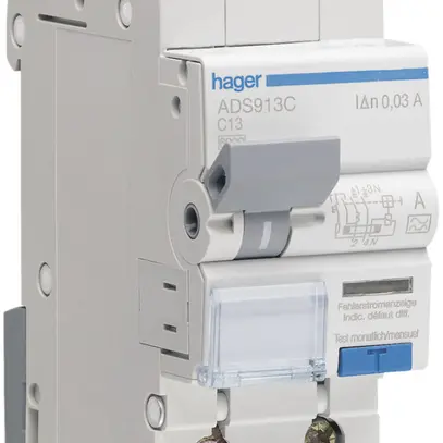 Disgiuntore differenziale Hager RCBO QC 2 230V car.C 13A 0.03A 2UM 