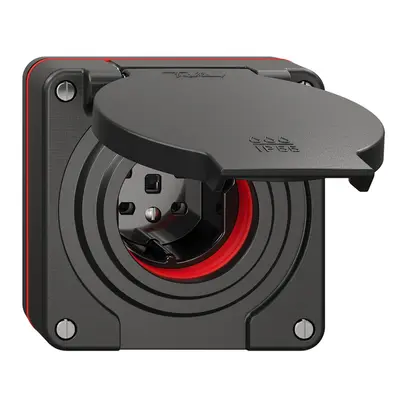 Presa NUP NEVO, 1×T25, IP55 secondo SN 441011, c.guarnizione rossa, nero 