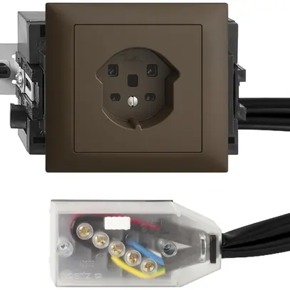 EB-Steckdose EDIZIOdue T25 coffee 49…69mm für Flachkabel Technofil 