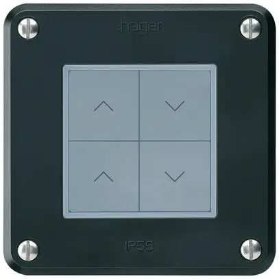 Pulsante per tapparelle KNX INC Hager BA robusto C quadruplo 86×86mm nero 