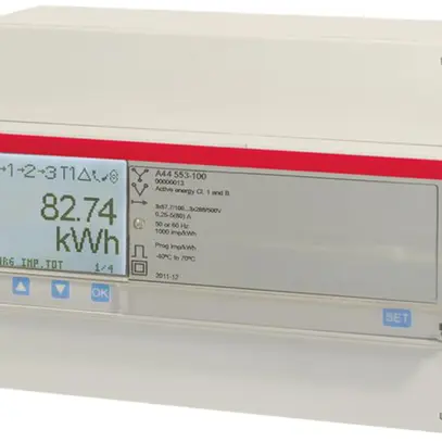 REG-Energiezähler ABB 3×6A Wandler, A44 Platin 