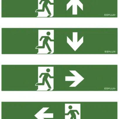 Set de pictogrammes ESYLUX SLA 14m flèche d/g/b/h 350×85mm 