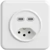 Prise ENC USB 2×type C + type 13 Feller STANDARDdue QMI 230V 3000mA blanc 