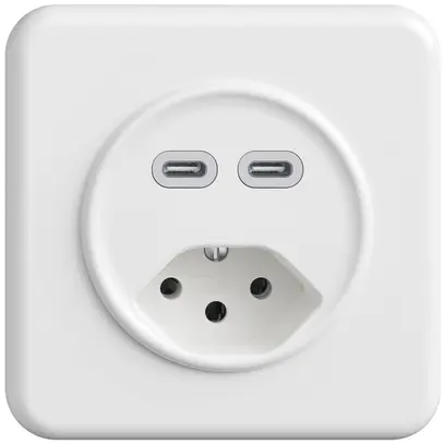 Presa INC USB 2×tipo C + tipo 13 Feller STANDARDdue QMI 230V 3000mA bianco 