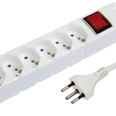 Steckdosenleiste STEBA VARIABL 6×T13 mit Schalter 5m weiss 