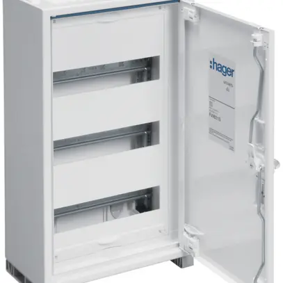 Distributeur AP Hager univers 3 rangées 36UM porte IP44 300×500×160mm 