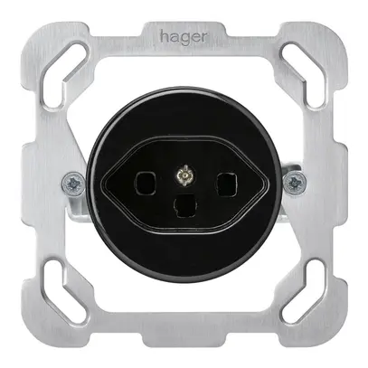 Insert pour prise ENC basico type 23 BM avec plaque de fixation noir 