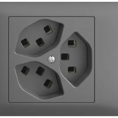 Prise INC 3×T23 16A 53mm, EDIZIOdue gris foncé, avec bornes enf. 