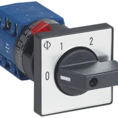 Interrupteur rotatif INC K&N, 20A/400V 1L, manette no, 48×48mm, Ø6mm, "0-1-2" 