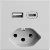 Presa USB tipo A+C + tipo 13 Feller EDIZIOdue F 230V 3000mA grigio chiaro 