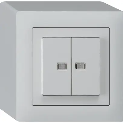 Interruttore pulsante luminoso AP kallysto 1/3+3/1 con 2 lenti grigio chiaro 