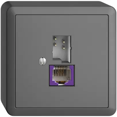 Presa AP T+T 6P/1×RJ45 DSL-a banda larga grigio scuro EDIZIOdue 