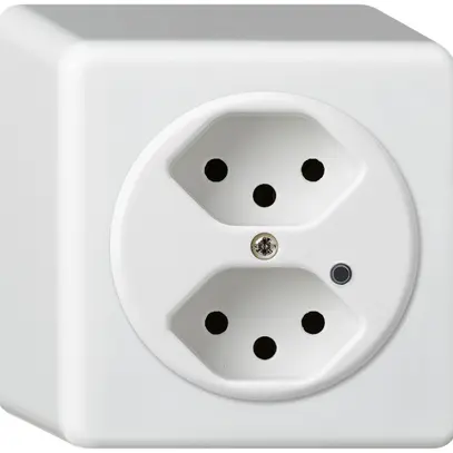 Prise AP Hager basico 2×type 13 illuminé Q blanc 