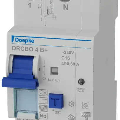 Disjoncteur différentiel Doepke DRCBO 4 type B L+N 16A 300mA 6kA C 