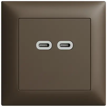 Prise ENC USB 18W 2×type C Feller EDIZIOdue FMI 230V 3600mA coffee 