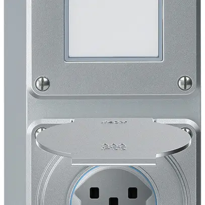 Combinazione AP robusto 2×1, interruttore schema 3/presa T25 IP55 alluminio 