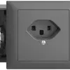 EB-Steckdose EDIZIOdue T23 16A dunkelgrau 53mm, Schraubklemme 