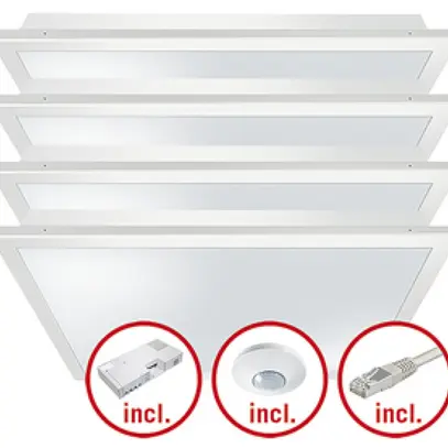 Set di lampade LED INS ESYLUX CELINE-2 600×600 4×30W 840 16800lm opale 