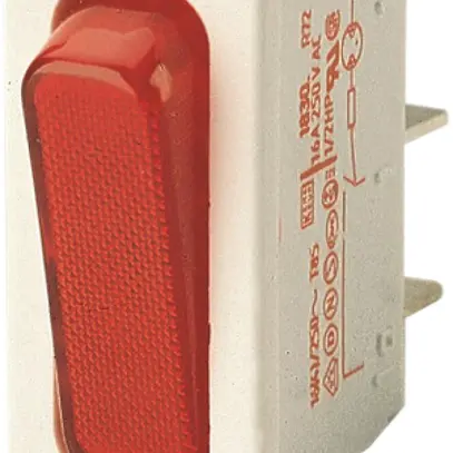 interrupteur à bascule lumineux INC Novitronic, 20A/250V 0/1L, bouton ro, bc 