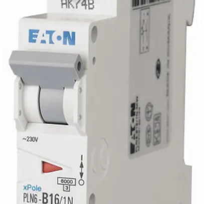 Disjoncteur Eaton B/16A 1P+N 6kA 1UM 