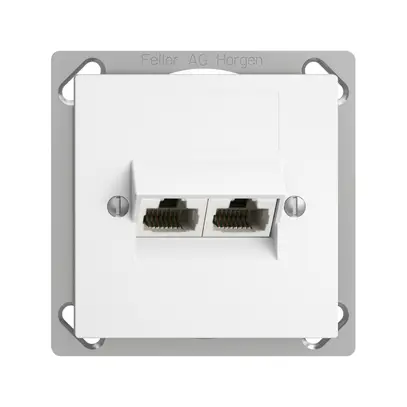 Prise INC 2×RJ45/u 8P sép.EDIZIOdue blanc ITplus 