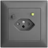 Prise ENC EDIZIOdue T13 FI 30mA FMI, shutter, gris foncé 