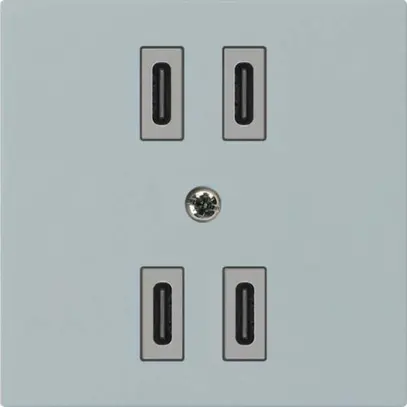 Prise de charge USB Hager kallysto 2×C-C 2×20W ou 4×10W 5V 60×60mm gris 