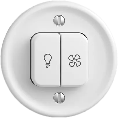 Interrupteur p.lumière+ventilation STANDARDdue blanc, contrôle, LED jaune 