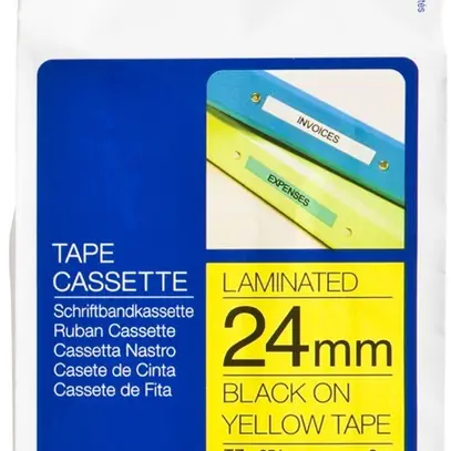 Cassette ruban Brother TZe-651 24mm×8m, jaune/noir 