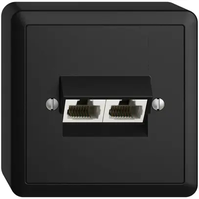 Presa AP 2×RJ45/u 8P sep. EDIZIOdue nero ITplus 