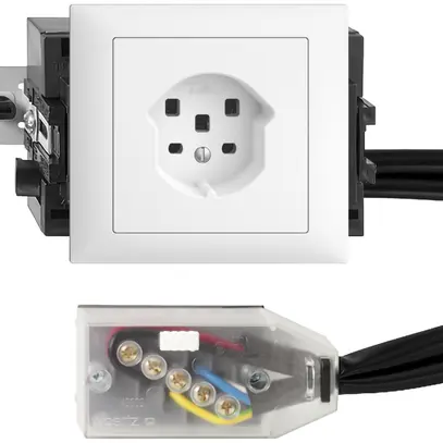 Prise INC EDIZIOdue T25 16A blanc 53mm pour câble Technofil 