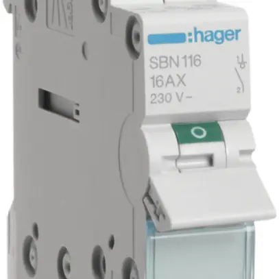Interrupteur AMD Hager 16A 230V 1 fermeur 0 ouvreur 0 inverseur 1UM 