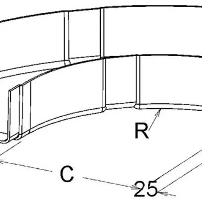 Coude horizontal Niedax KKB 90° 500×80mm rayon 250mm 